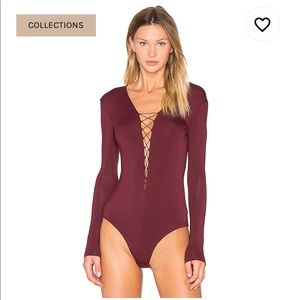 Alexander Wang Lace Up Long Sleeve Bodysuit